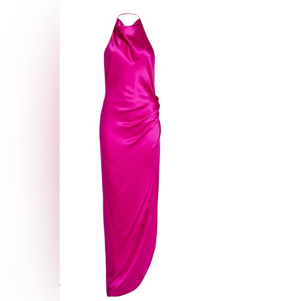 Amanda Uprichard Elektra Gathered Silk Halter Gown Size Small